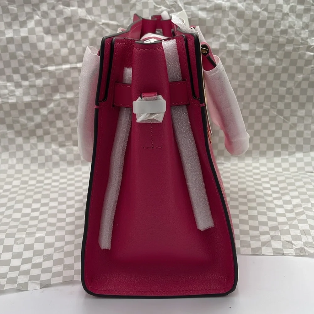 Michael Kors Hamilton Medium Leather Satchel Electric Pink NWT